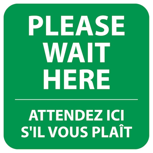 Identity Group Please Wait Here - Bilingual, Green, 15" 8472GR